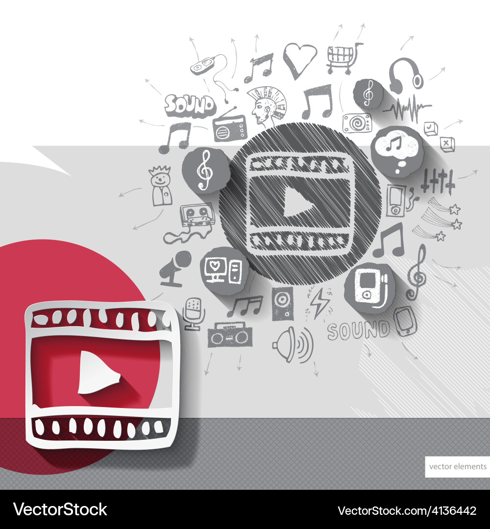 Hand drawn player icons with background Vector Image