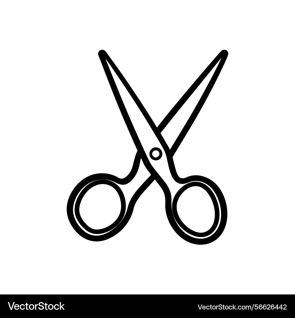 Minimalist scissors outline icon with transparent Vector Image