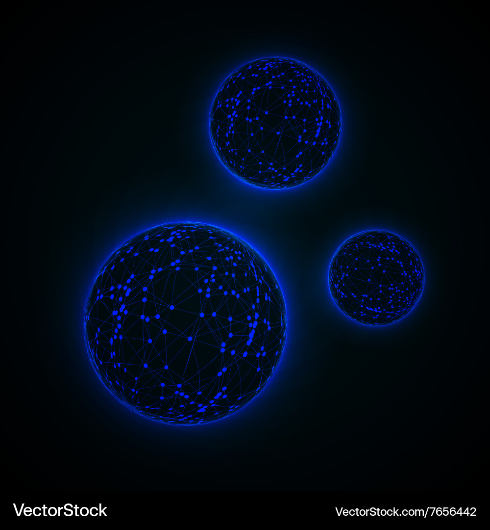 Sphere with connected lines and dots wireframe vector image