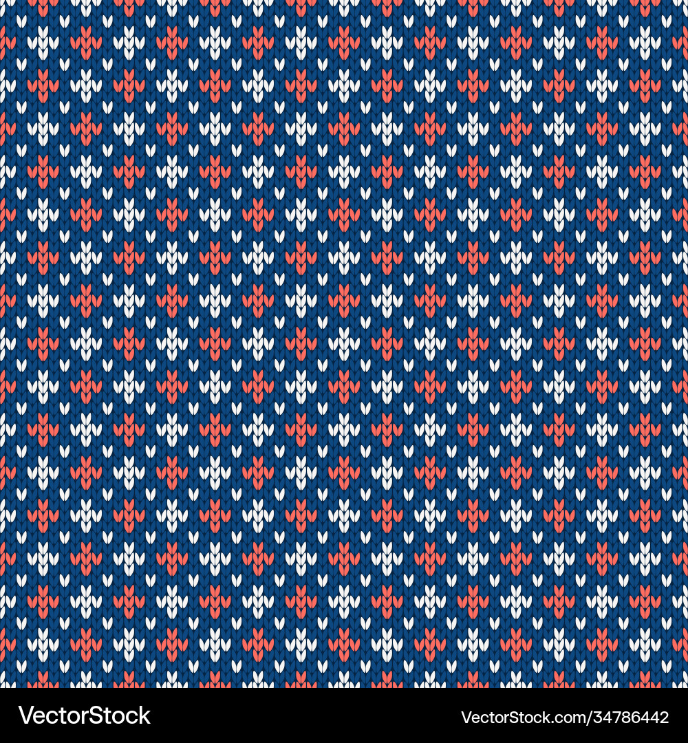 Winter knitted pattern with rhombs and dots Winter knitted pattern with rhombs and dots Vector Image
