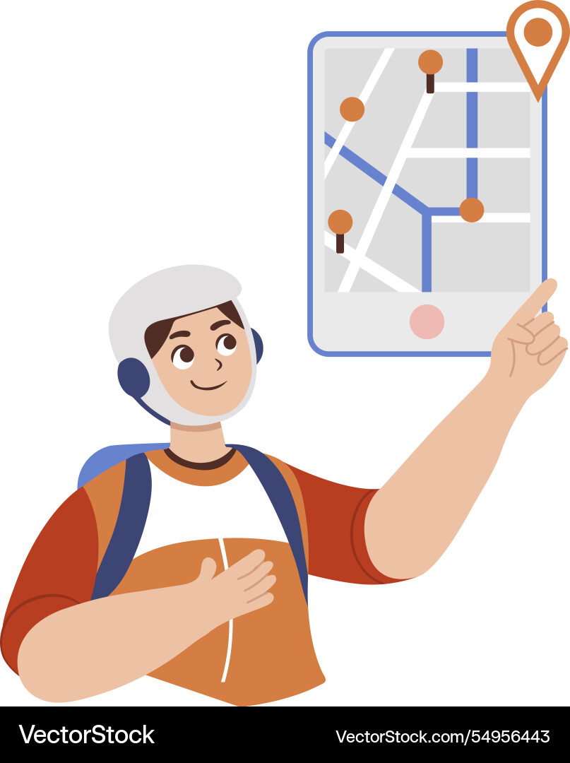 A character finding delivery location Vector Image