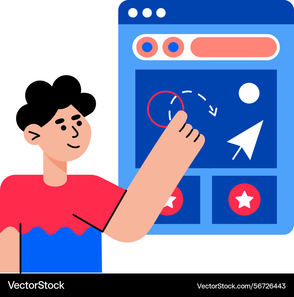 A flat style showing microinteraction vector image