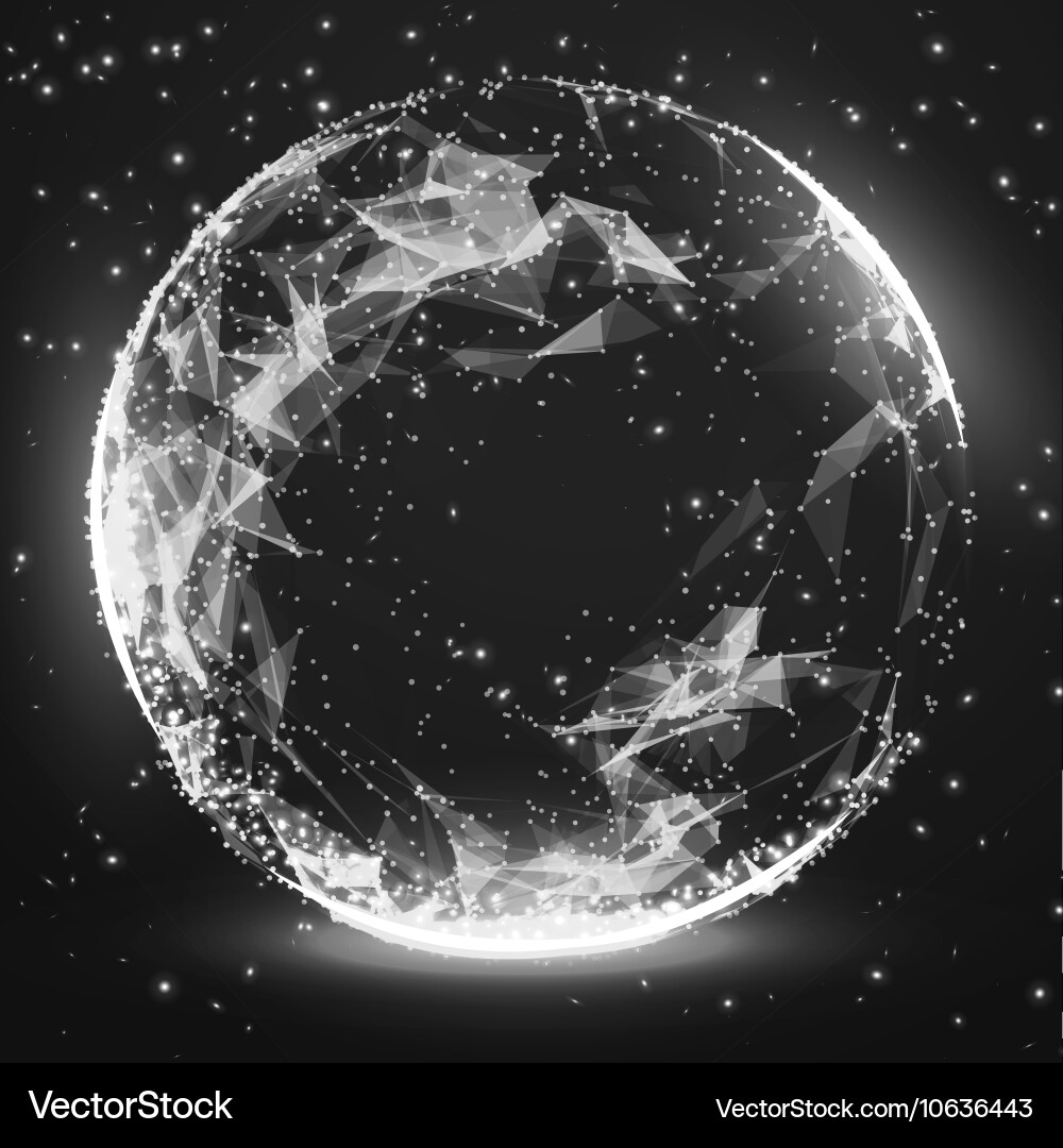 Abstract 3d illuminated distorted mesh sphere vector image