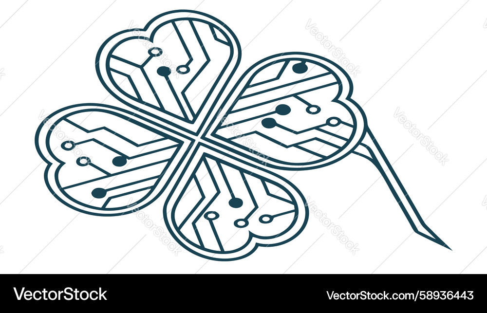 Abstract interlocking four-leaf clover circuit Vector Image