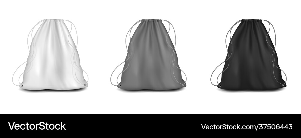 Backpack with strings mockup set vector image