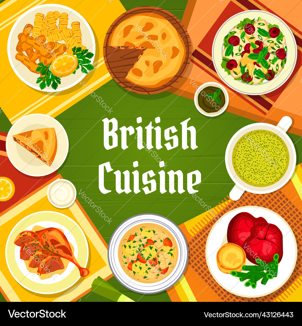 British cuisine restaurant dishes menu cover British cuisine restaurant dishes menu cover vector image