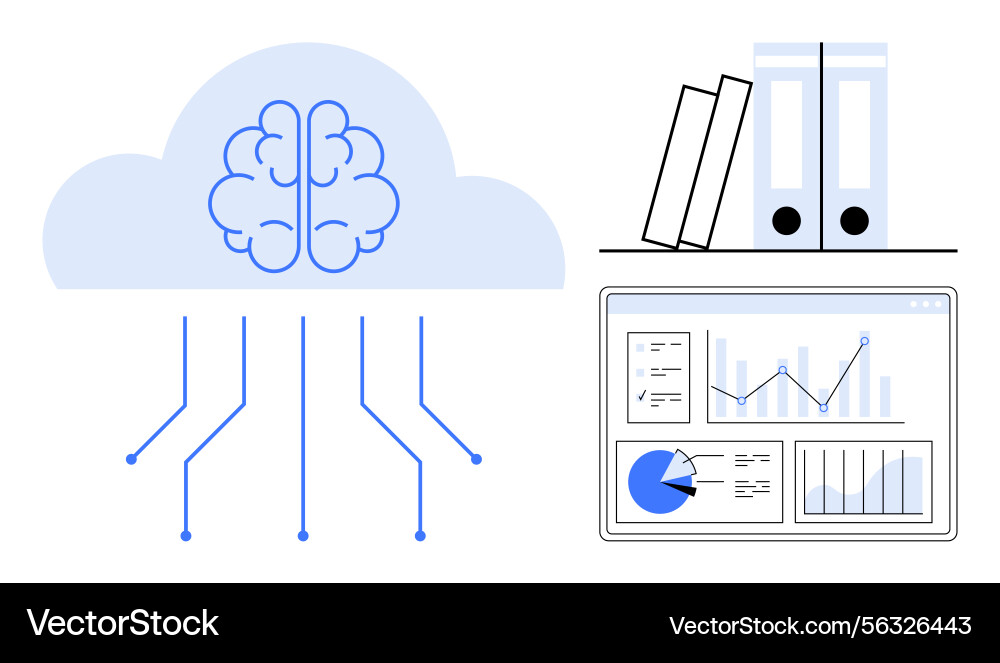 Cloud-based artificial intelligence for data Cloud-based artificial intelligence for data vector image