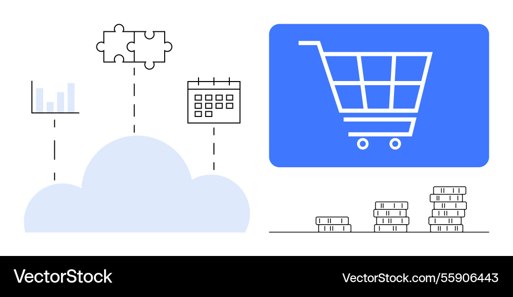 Cloud-driven e-commerce with data integration Vector Image