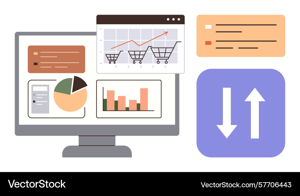Data analytics dashboard with charts graphs Data analytics dashboard with charts graphs vector image