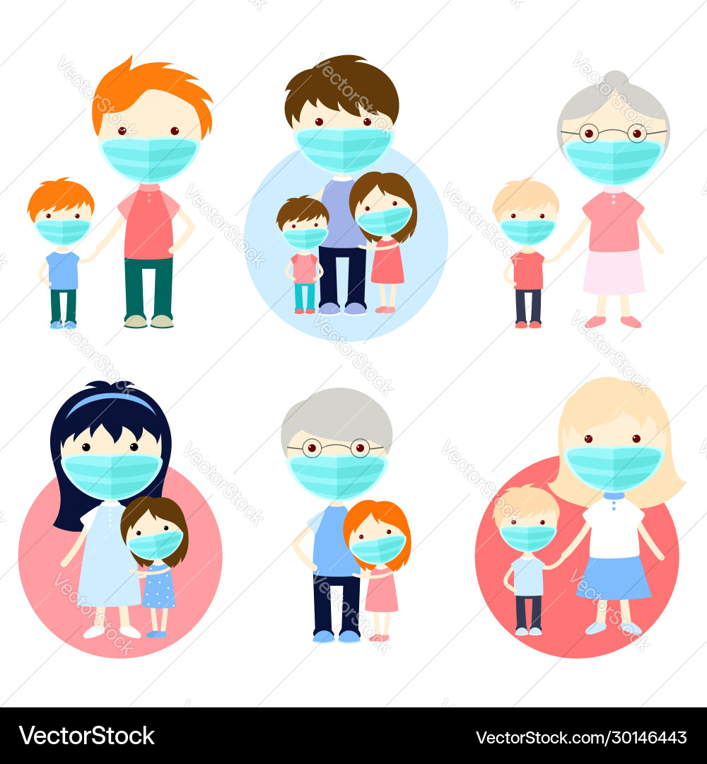 Healthcare and sickness prevention family wearing Healthcare and sickness prevention family wearing vector image