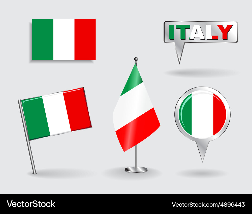 Italian Flag Pointer Icons vector image