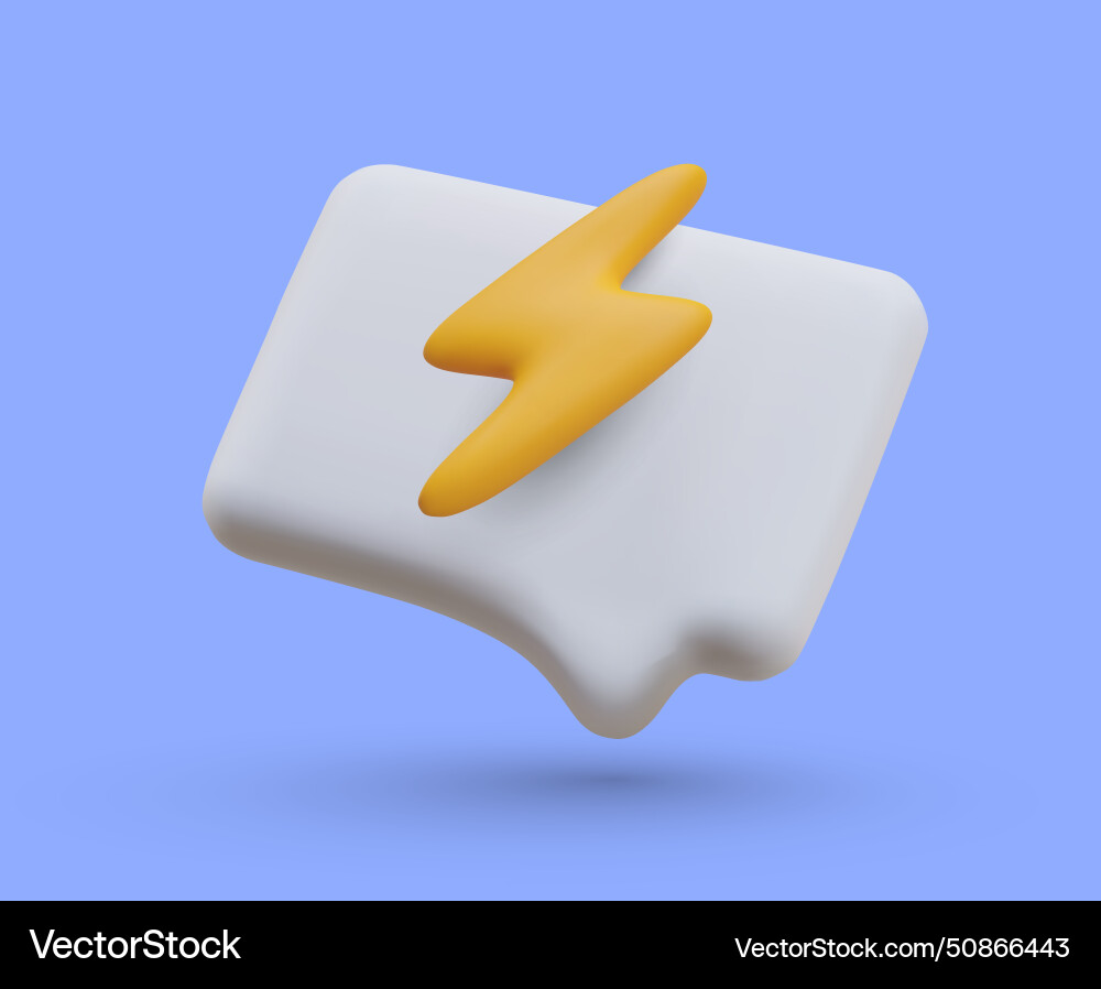 Message sign with yellow lightning comment Vector Image