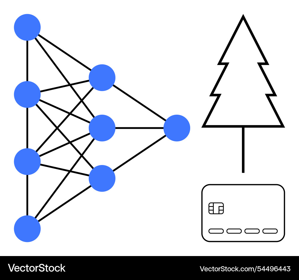 Neural network connecting to financial data Neural network connecting to financial data vector image