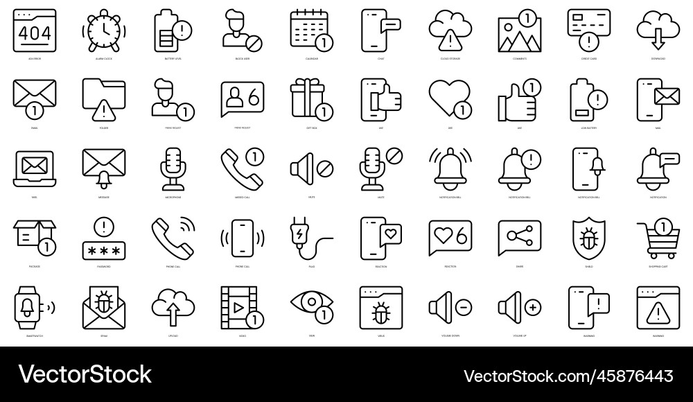 Set of thin line notifications icons Set of thin line notifications icons vector image