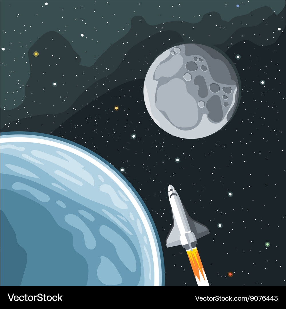 Spaceship mission to moon Vector Image