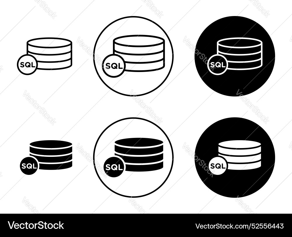 Sql icon set on white background Royalty Free Vector Image
