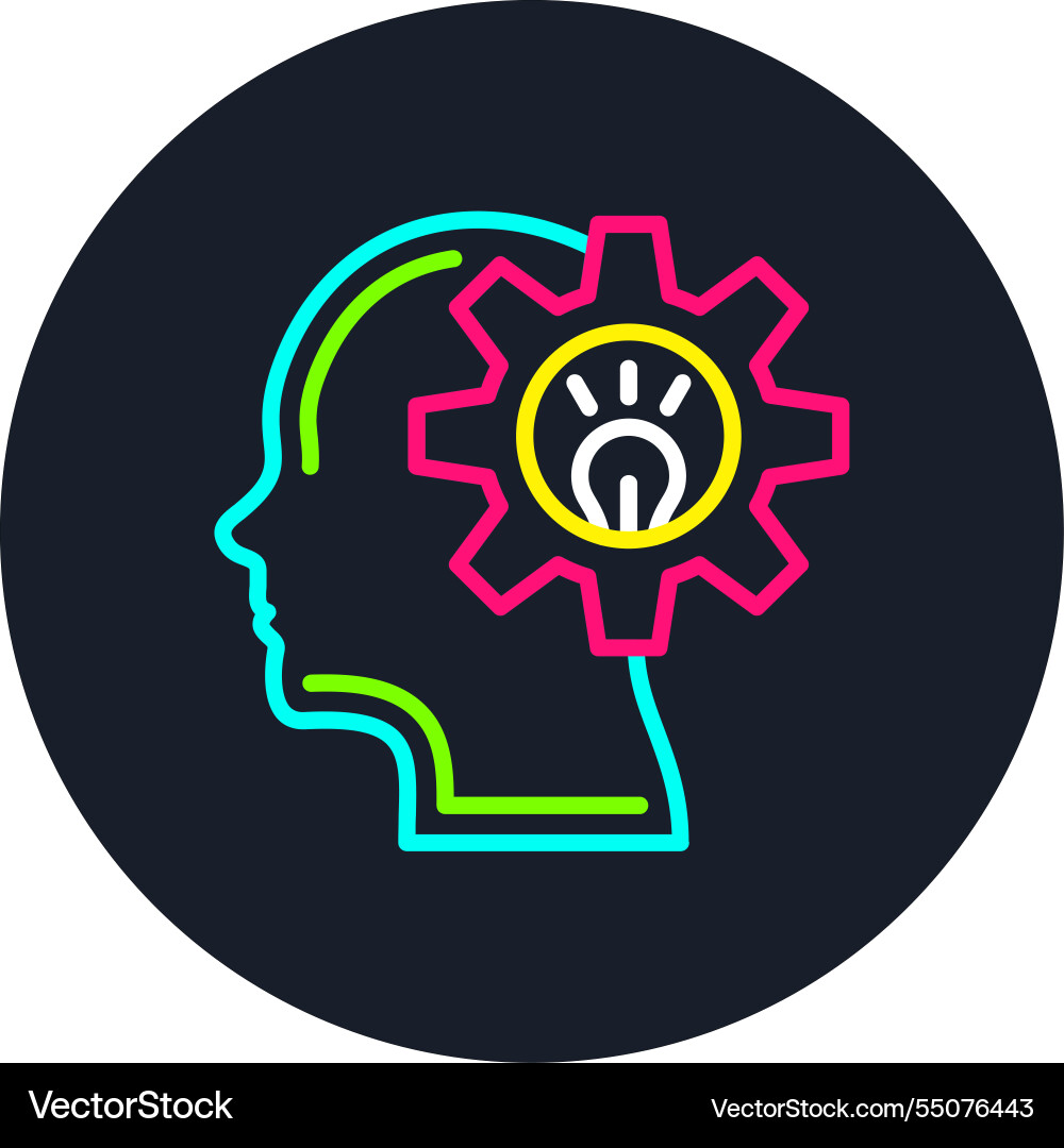 Thinking line multi color icon Vector Image