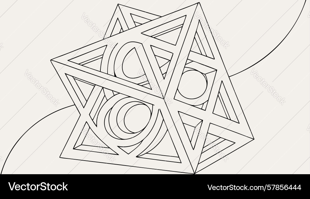 Complex geometric cube with abstract forms design Vector Image