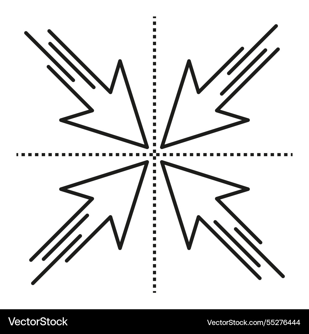 Converging pointer arrows center target shape Converging pointer arrows center target shape Vector Image