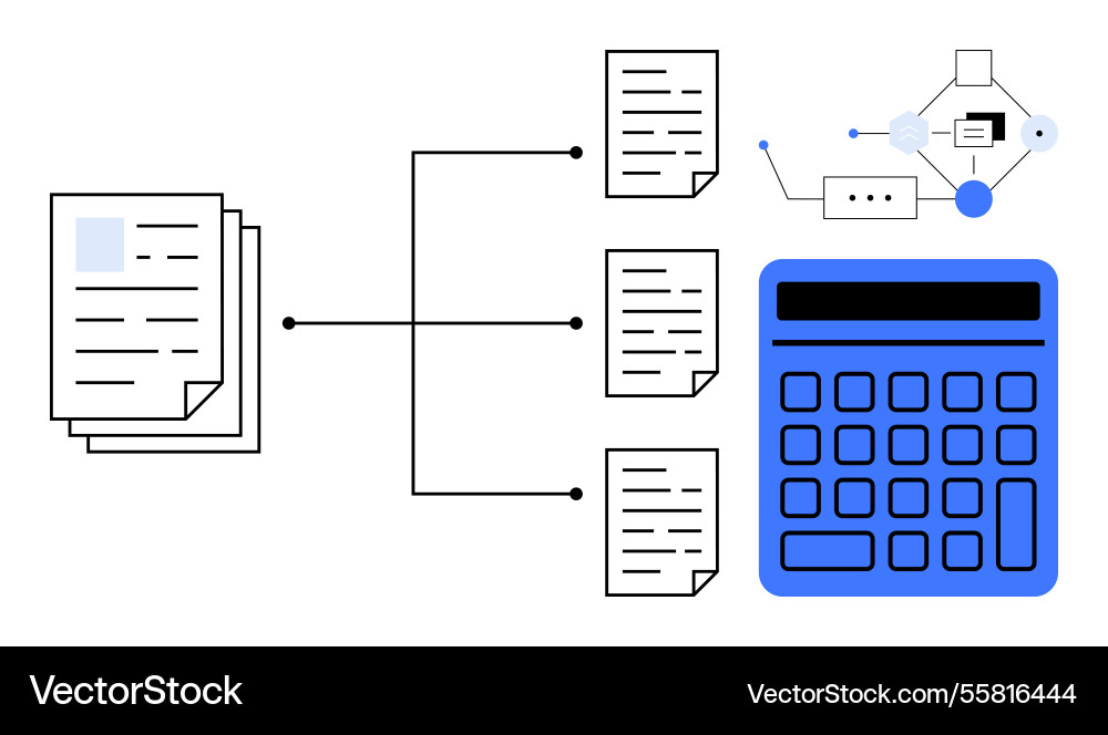 Document workflow automation with data analysis Document workflow automation with data analysis vector image