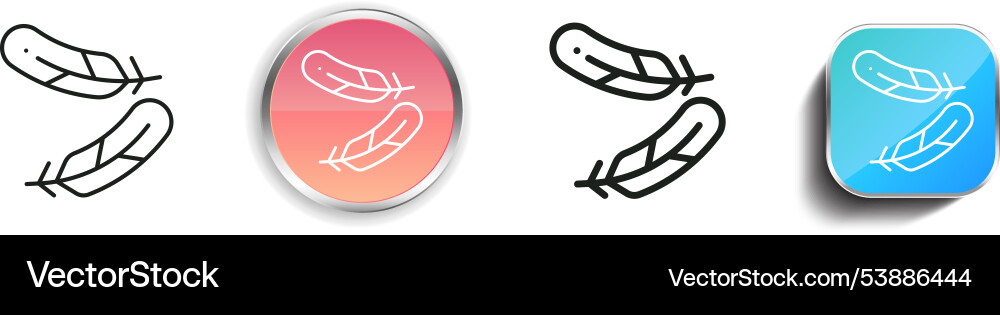 Feathers icon thin linear regular and button vector image