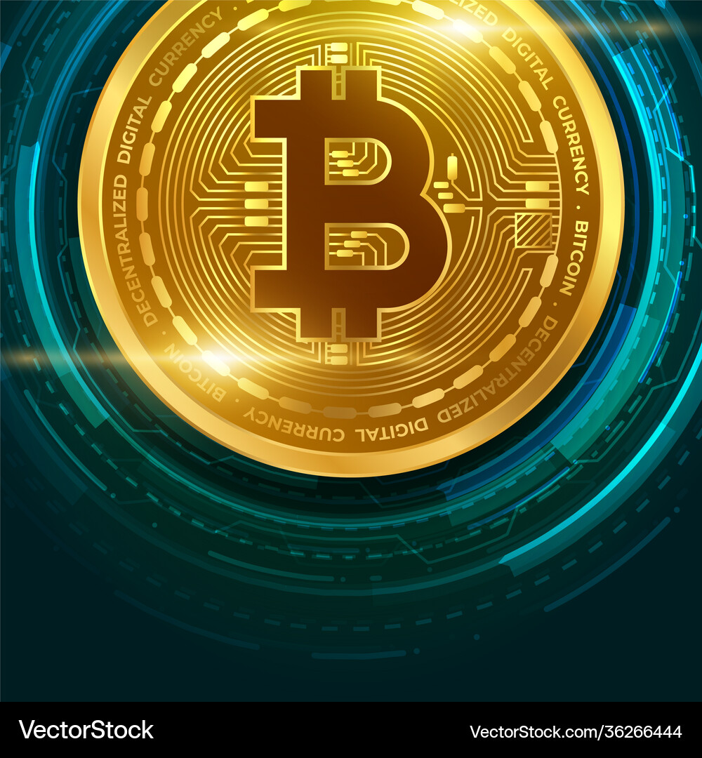 Golden Bitcoin Digital Currency – Royalty-Free Vector | VectorStock