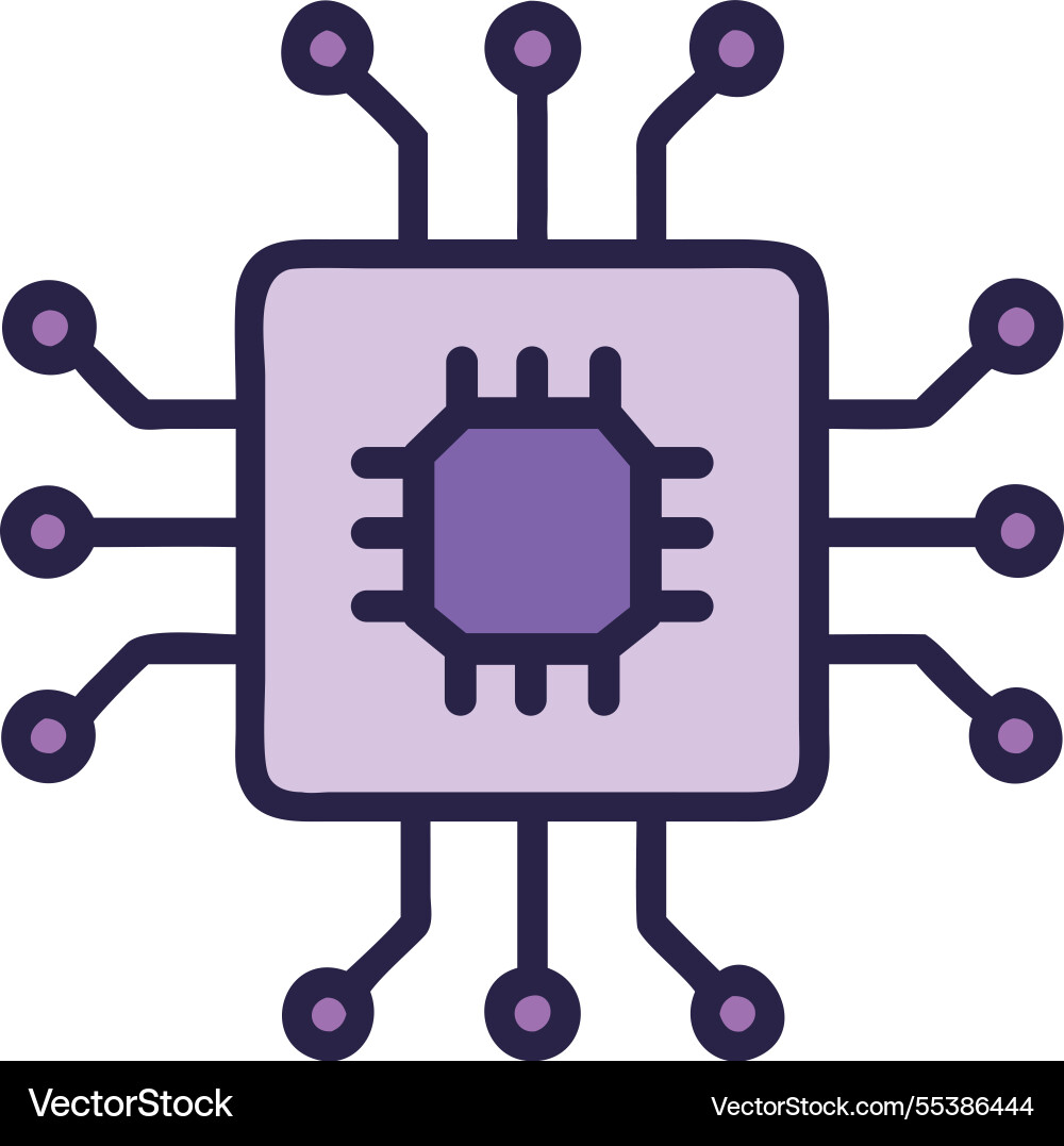 Microchip with circuit futuristic processor vector image