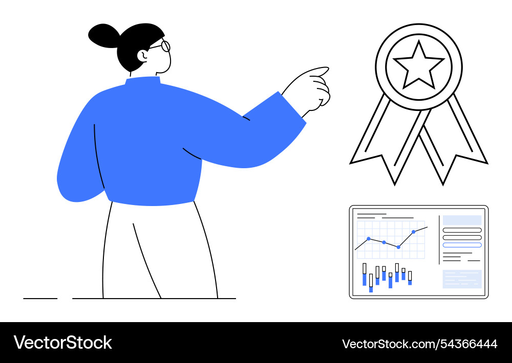 Person analyzing performance metrics Person analyzing performance metrics vector image