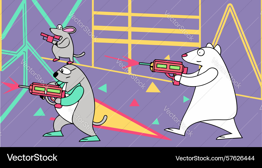 Robotic pets playing with laser pointers design vector image