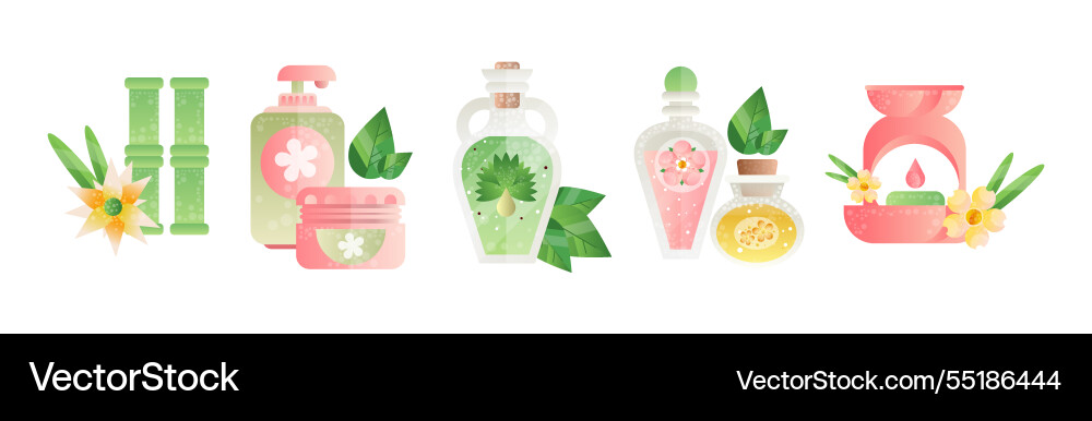 Spa and aromatherapy element object set Spa and aromatherapy element object set Vector Image