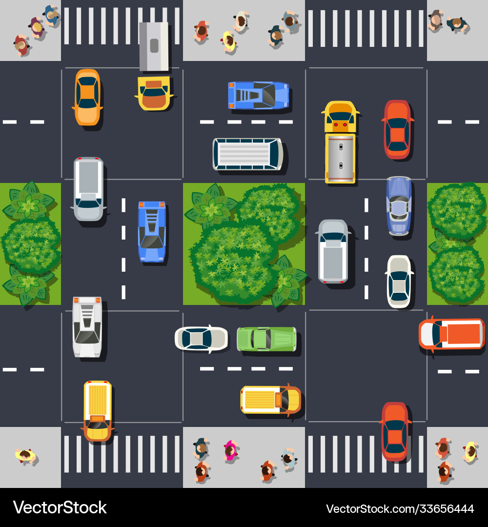 Top view is a map city district module Top view is a map city district module Vector Image