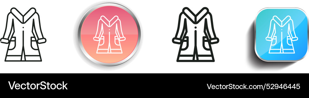 Coat icon thin linear regular and button style Vector Image