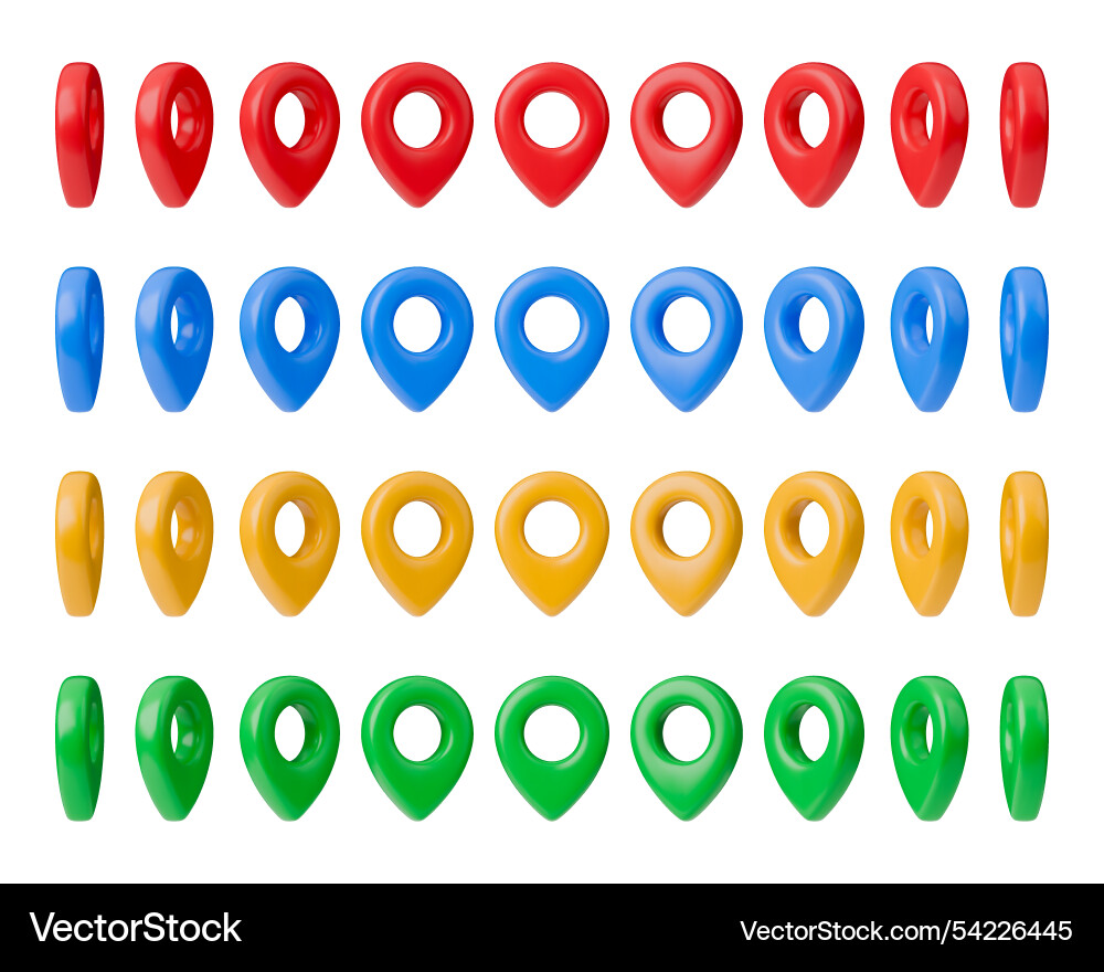 Collection of map pointer in realistic style vector image