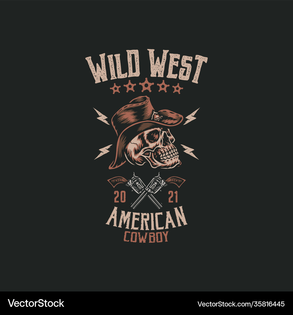 Cowboy Skull T-Shirt Artwork Vector Image