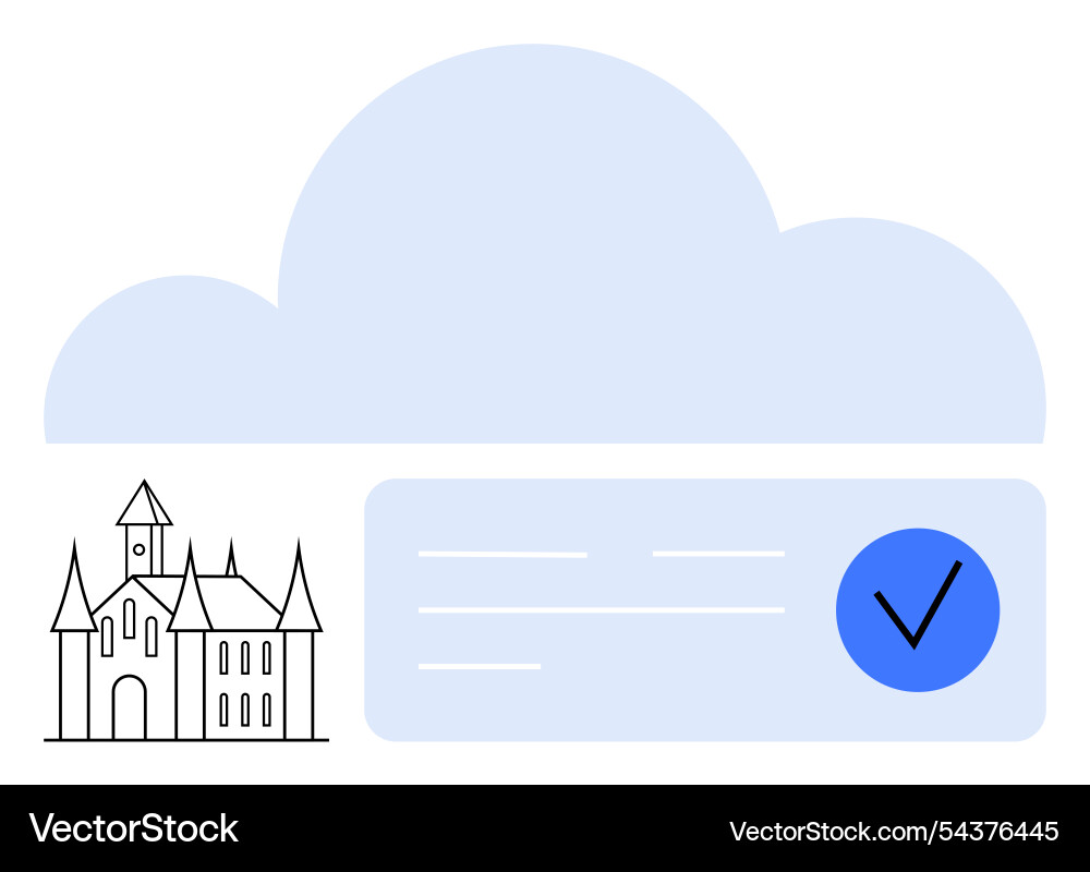 Medieval castle with cloud and checklist Medieval castle with cloud and checklist vector image