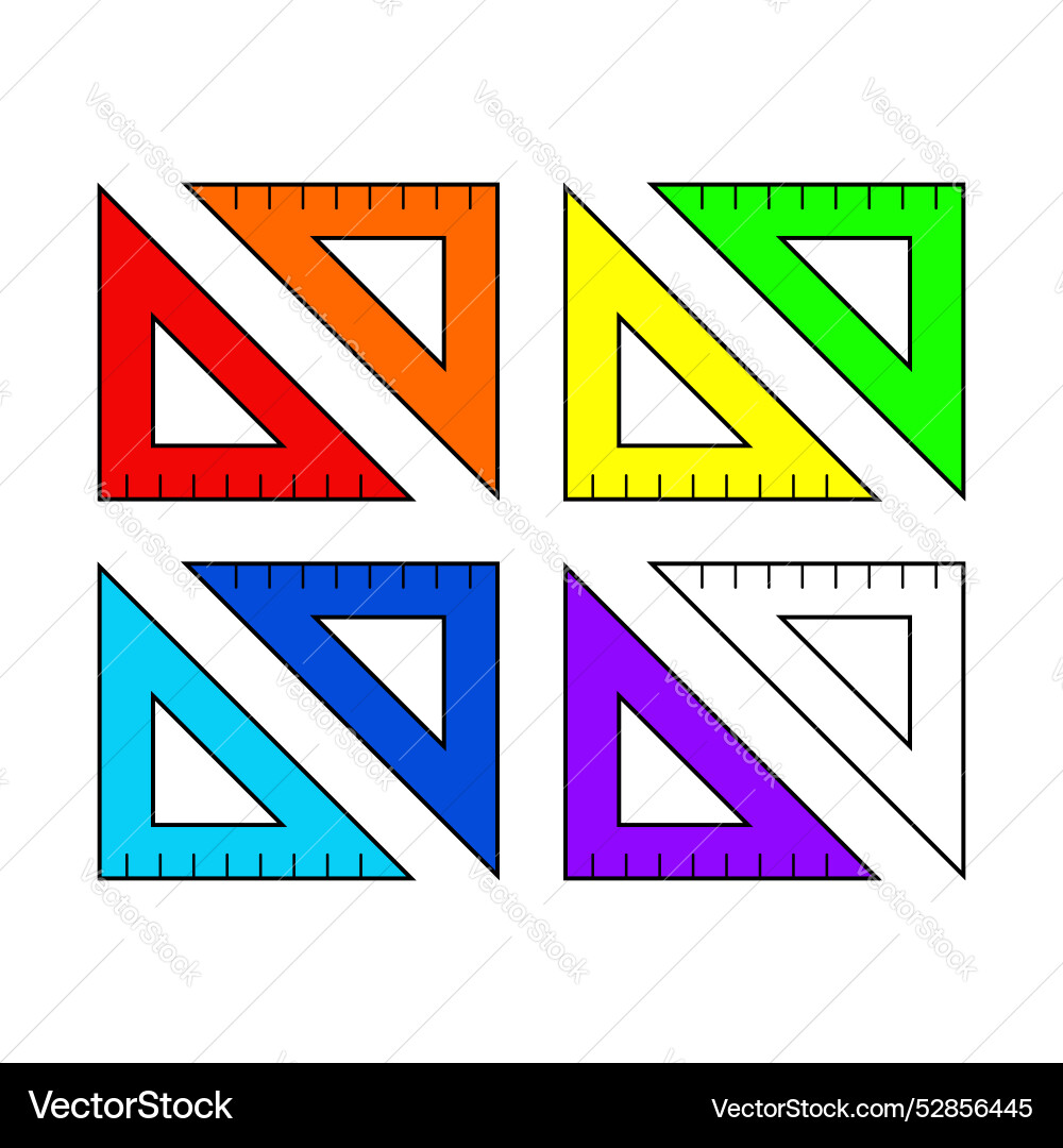 Set of color triangle rulers Vector Image