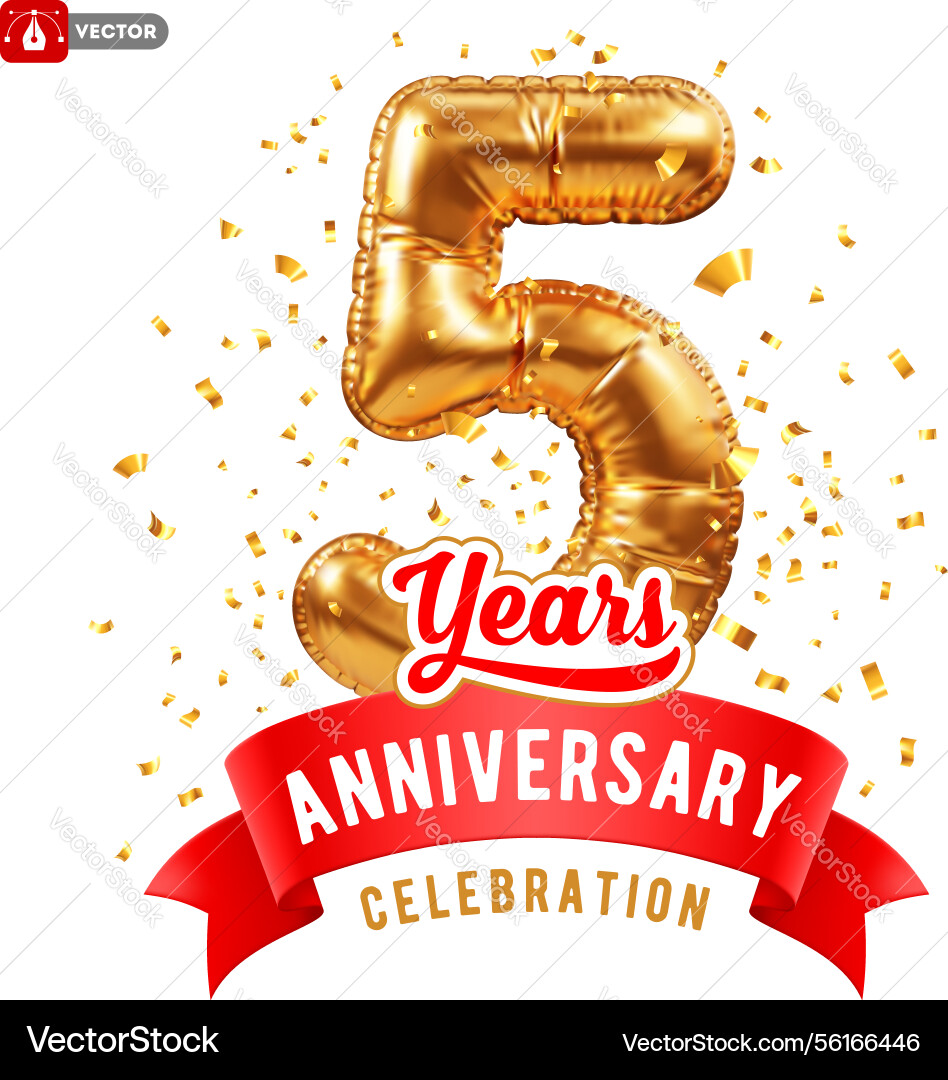 5th year anniversary celebration template 5th year anniversary celebration template vector image
