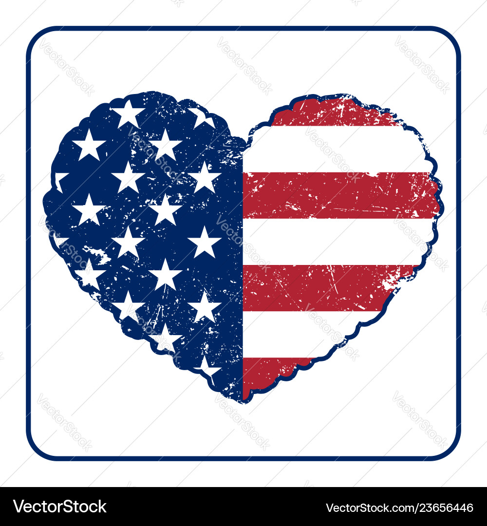 American flag heart grunge American flag heart grunge vector image