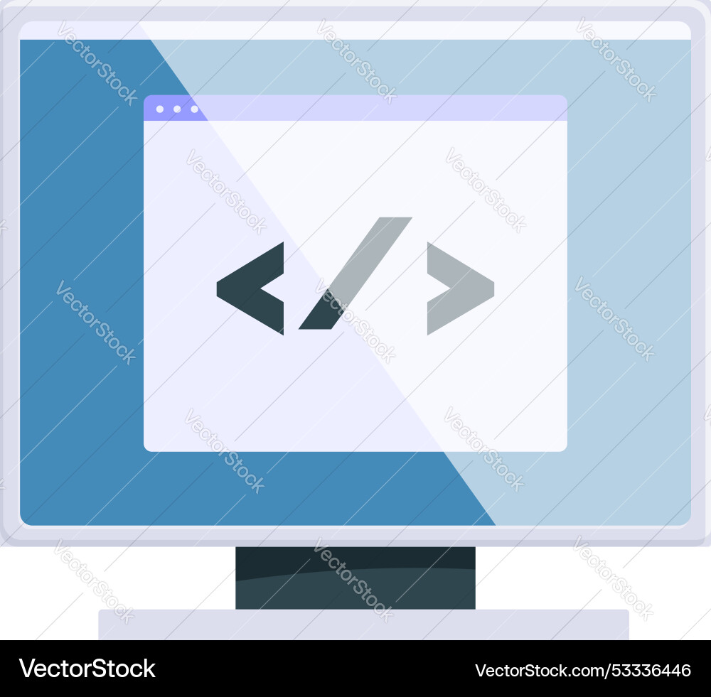 Computer monitor displaying code programming Computer monitor displaying code programming vector image