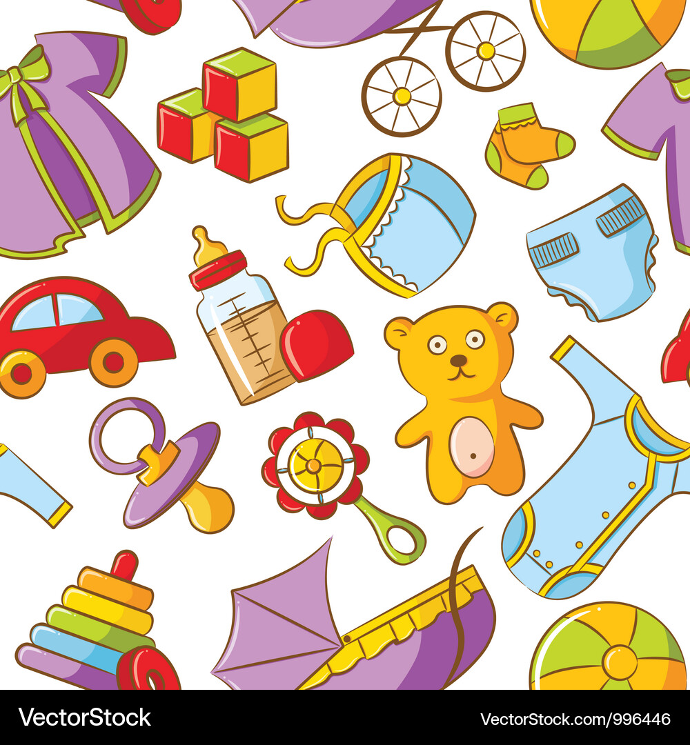 Cute Baby Doodle Pattern Vector Image