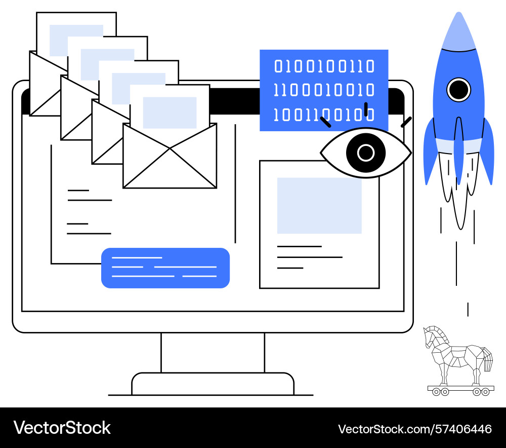 Cybersecurity concept with spyware data Cybersecurity concept with spyware data vector image