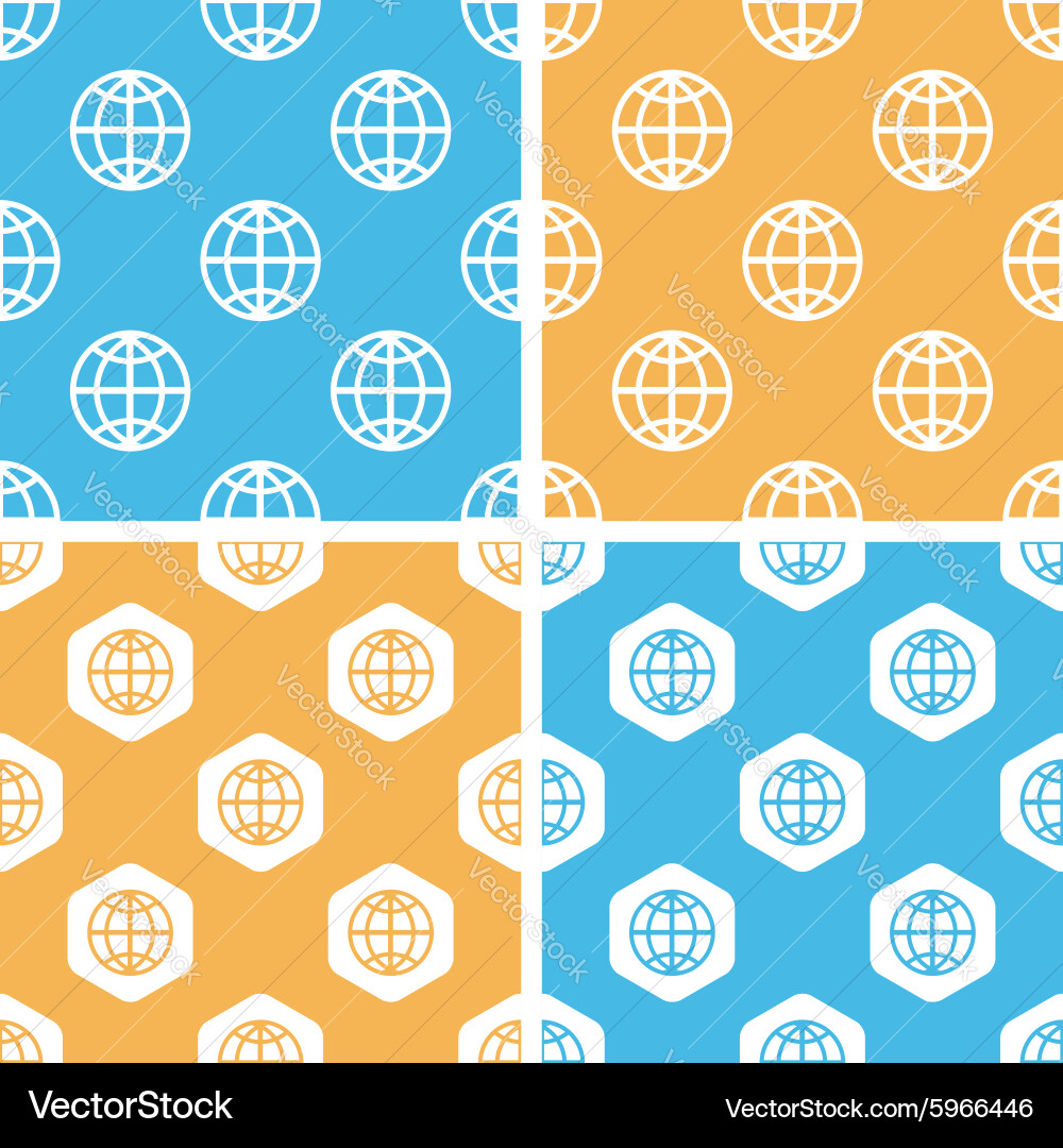 Globe pattern set colored vector image