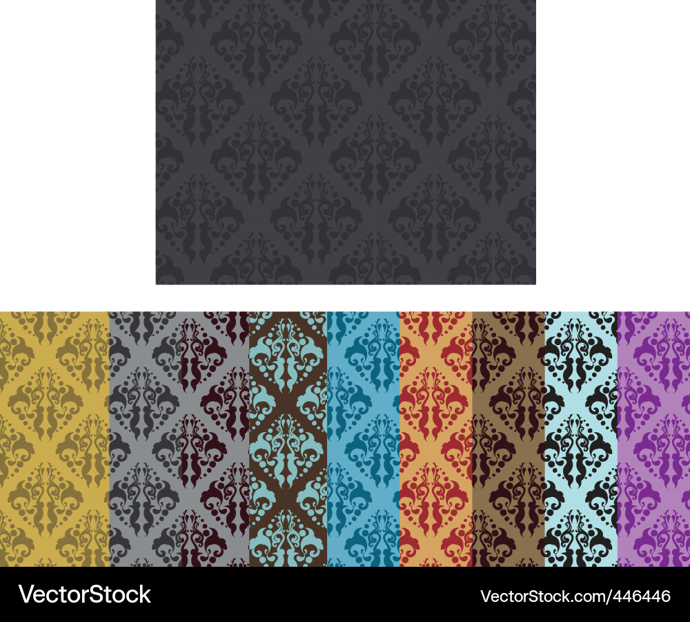 Seamless damask patterns vector image