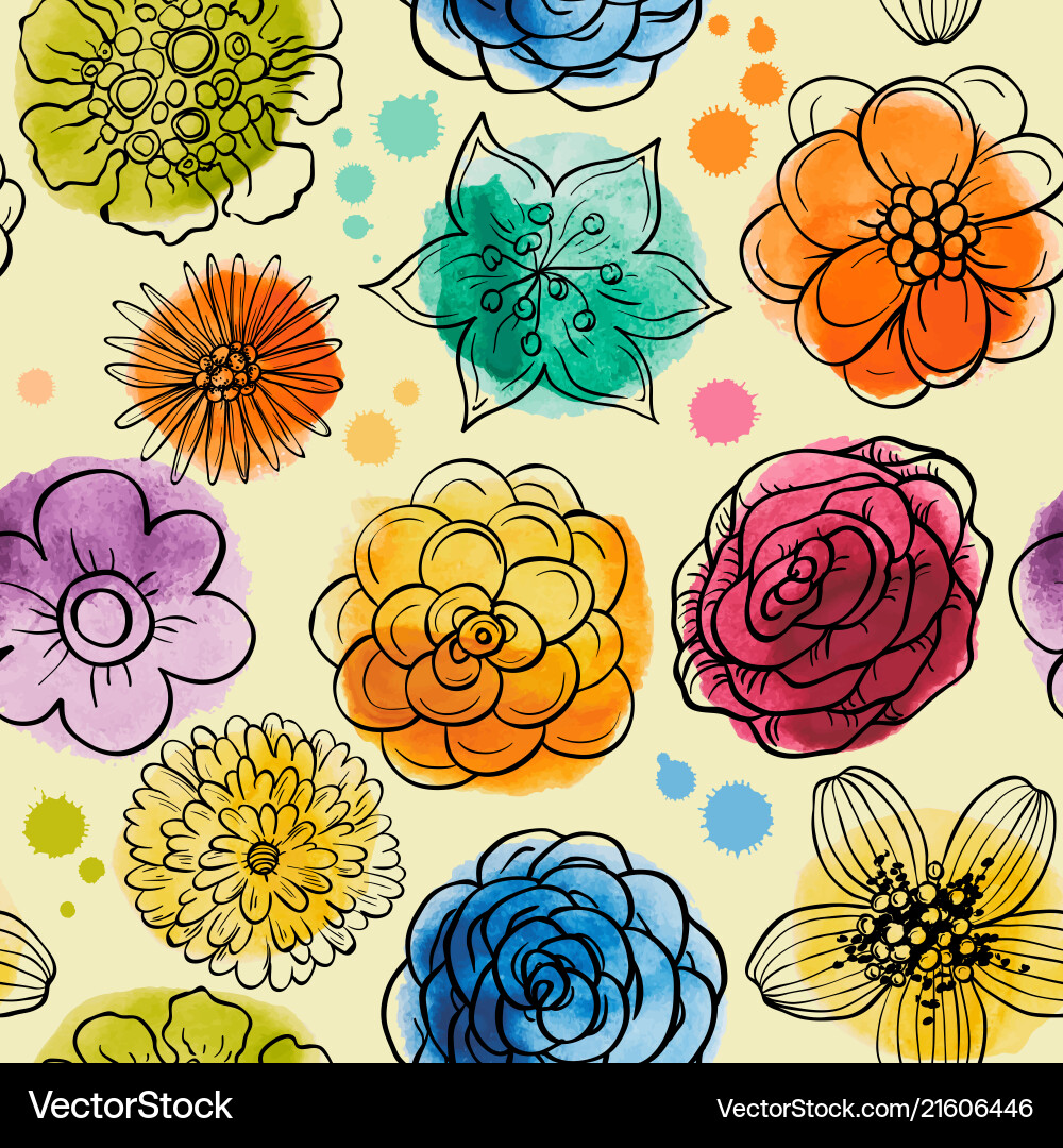 Watercolor Floral Pattern Vector Image