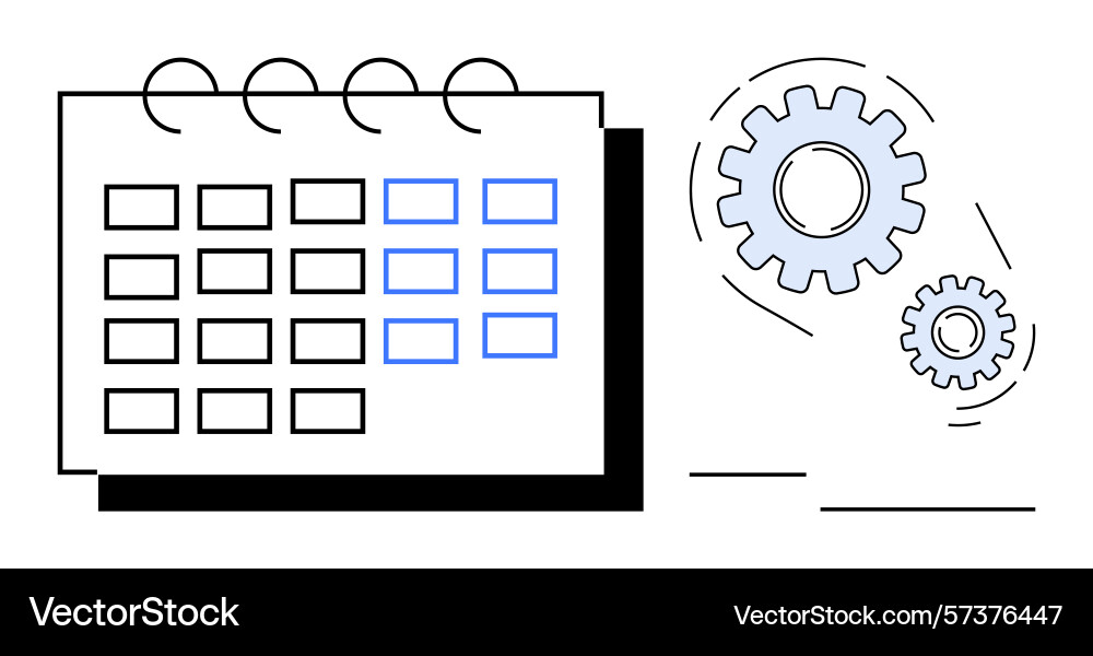 Calendar with gears representing workflow Vector Image