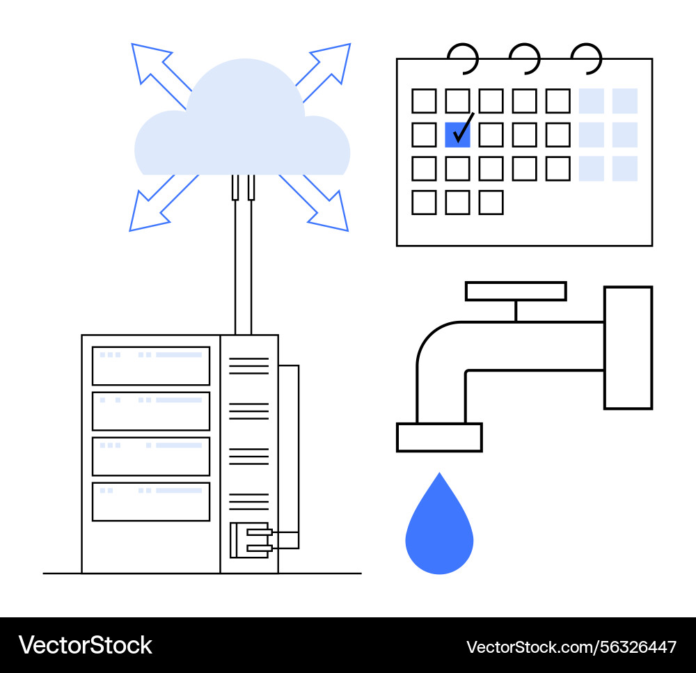 Cloud Data Flow & Scheduling Vector Image