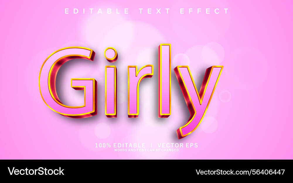Girly 3d text effect with modern style design Girly 3d text effect with modern style design vector image