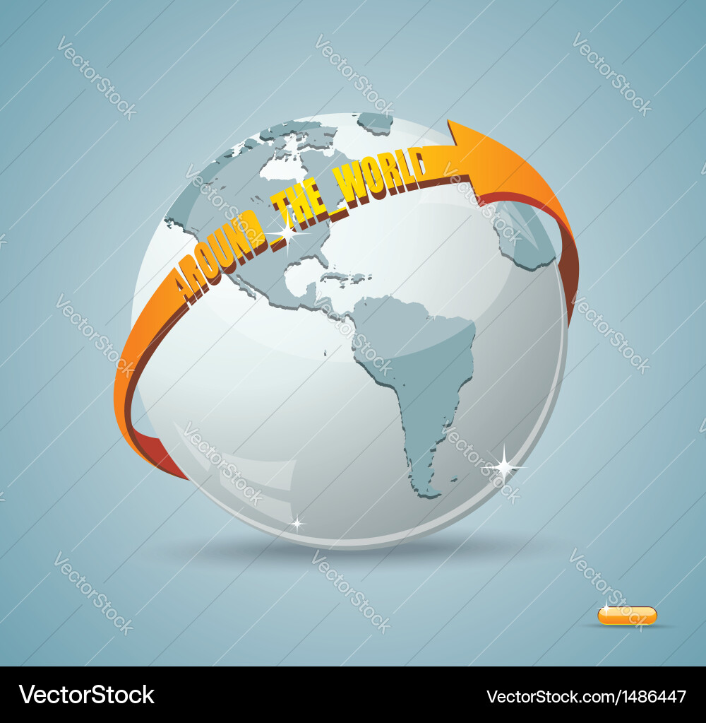 Globe design with around the world arrow vector image