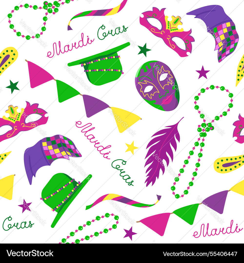 Seamless pattern with elements for mardi Vector Image