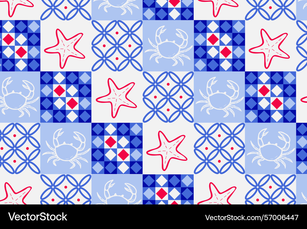 Seamless tile pattern with nautical elements like Vector Image
